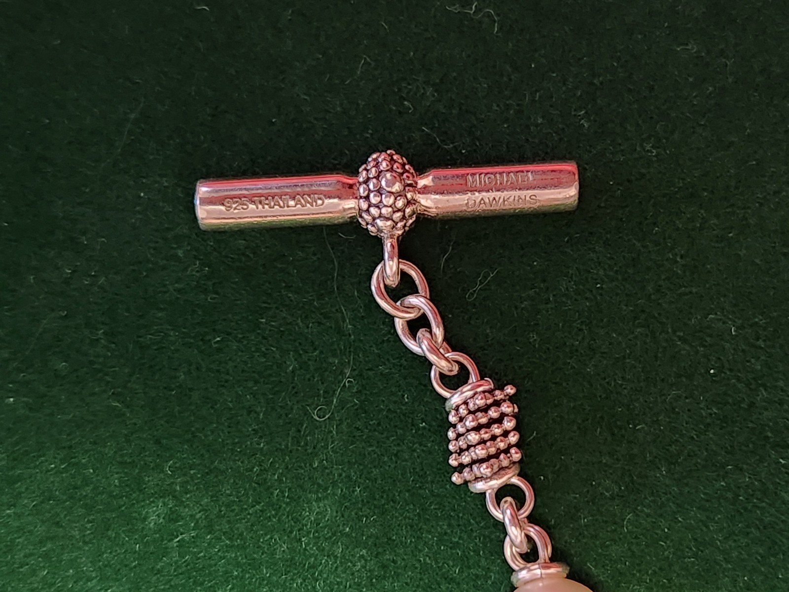 Michael Dawkins 925 Sterling 7″ Pearl Turquoise Crystal Toggle Bracelet