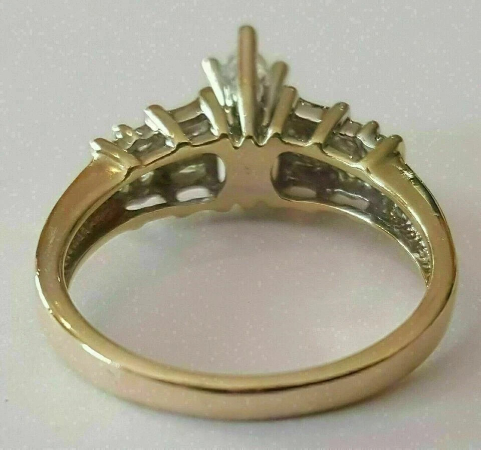 1.50Ct Lab-Created VVS1D Diamond Cocktail Engagement Ring 14K Yellow Gold Over
