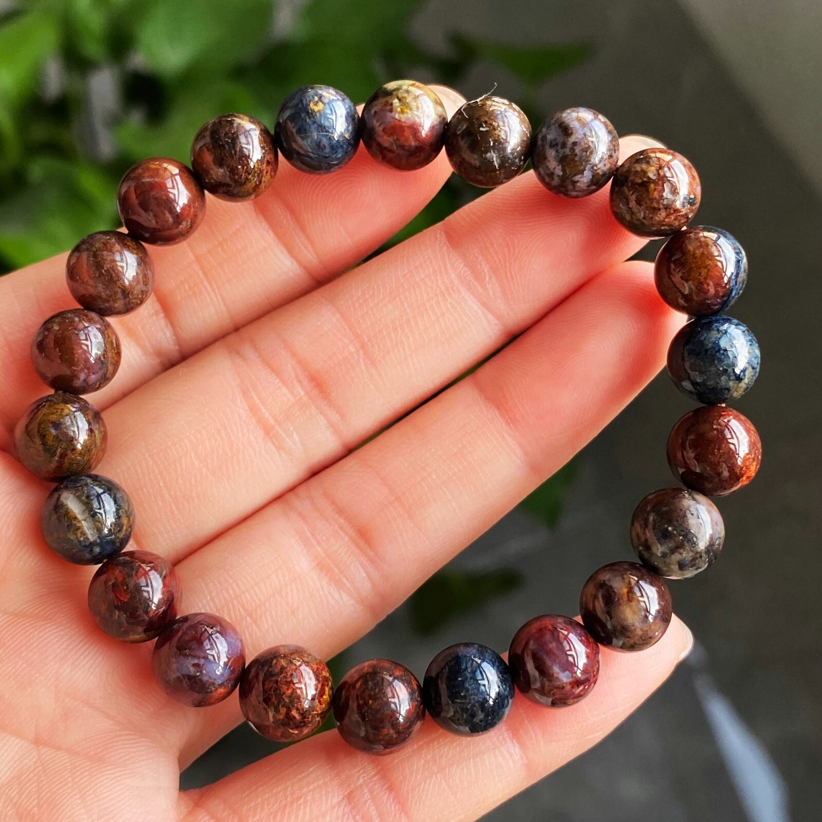 8.7mm Natural Color Pietersite Namibia Gemstone Beads Bracelet Z56