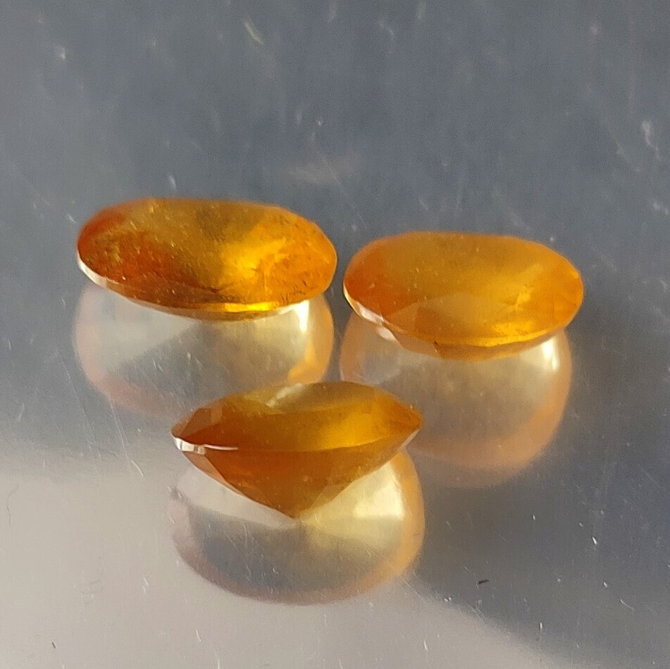 10.00 Cts Oval Cut Rare Yellow Hessonite Garnet Natural Faceted Gemstone 3 Piece