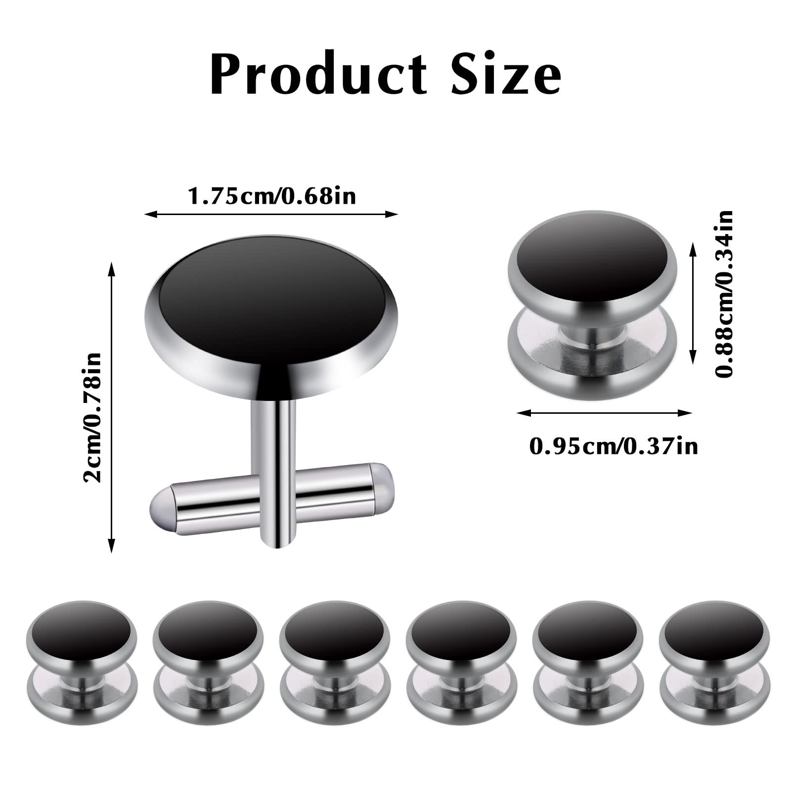 Yolev Mens Cufflinks and Studs Set Tuxedo Shirts Cuff links Black Onyx