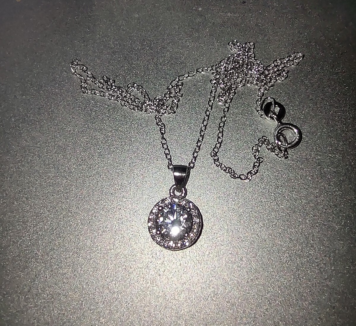 SILVER NECKLACE WITH CZ PENDANT 925 Fuzion Creations Int. Mark 18″ Chain VIDEO