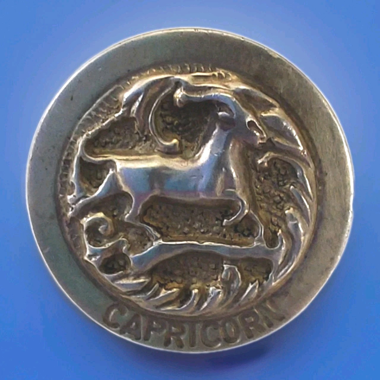 Vintage Sterling Silver 925 Capricorn Horoscope Medallion Ring Sz 4 Adjustable