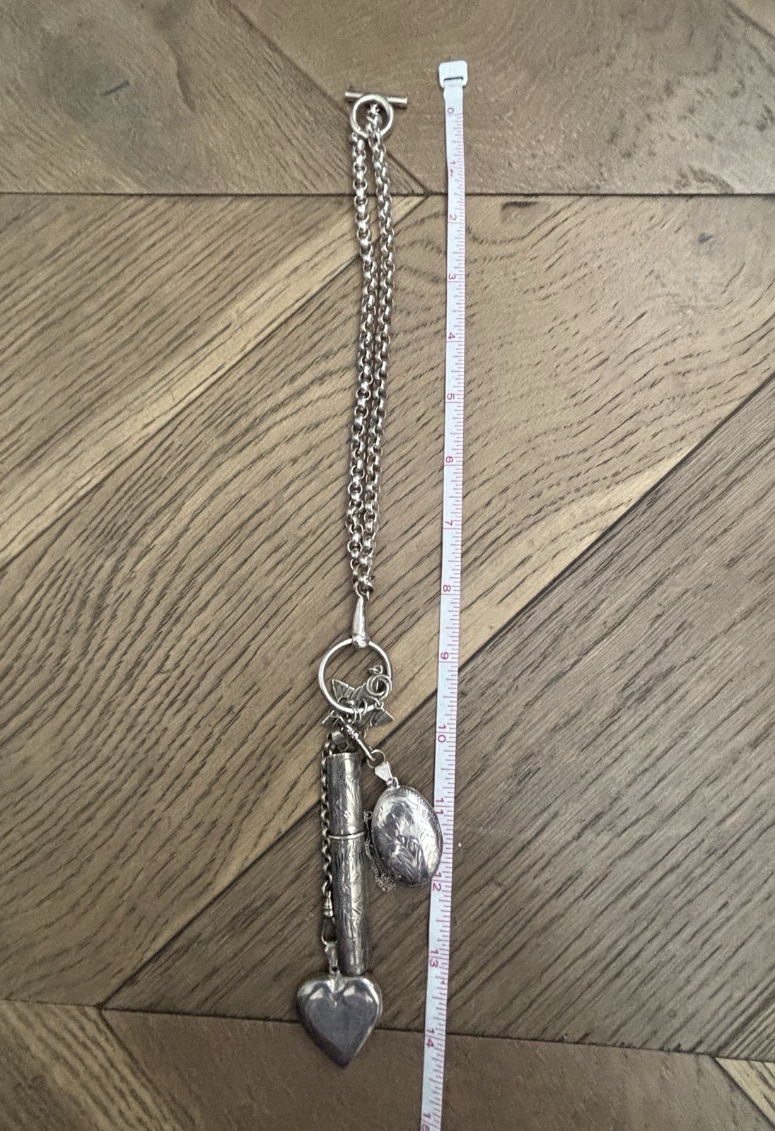 David Navarro Sterling Silver 18” Charm Necklace Heart Locket Shell Artisan