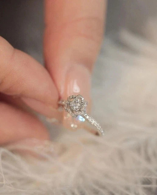 Women’s Wedding Ring 14K White Gold Plated 1.60Ct Round Cut Lab Grown Diamond