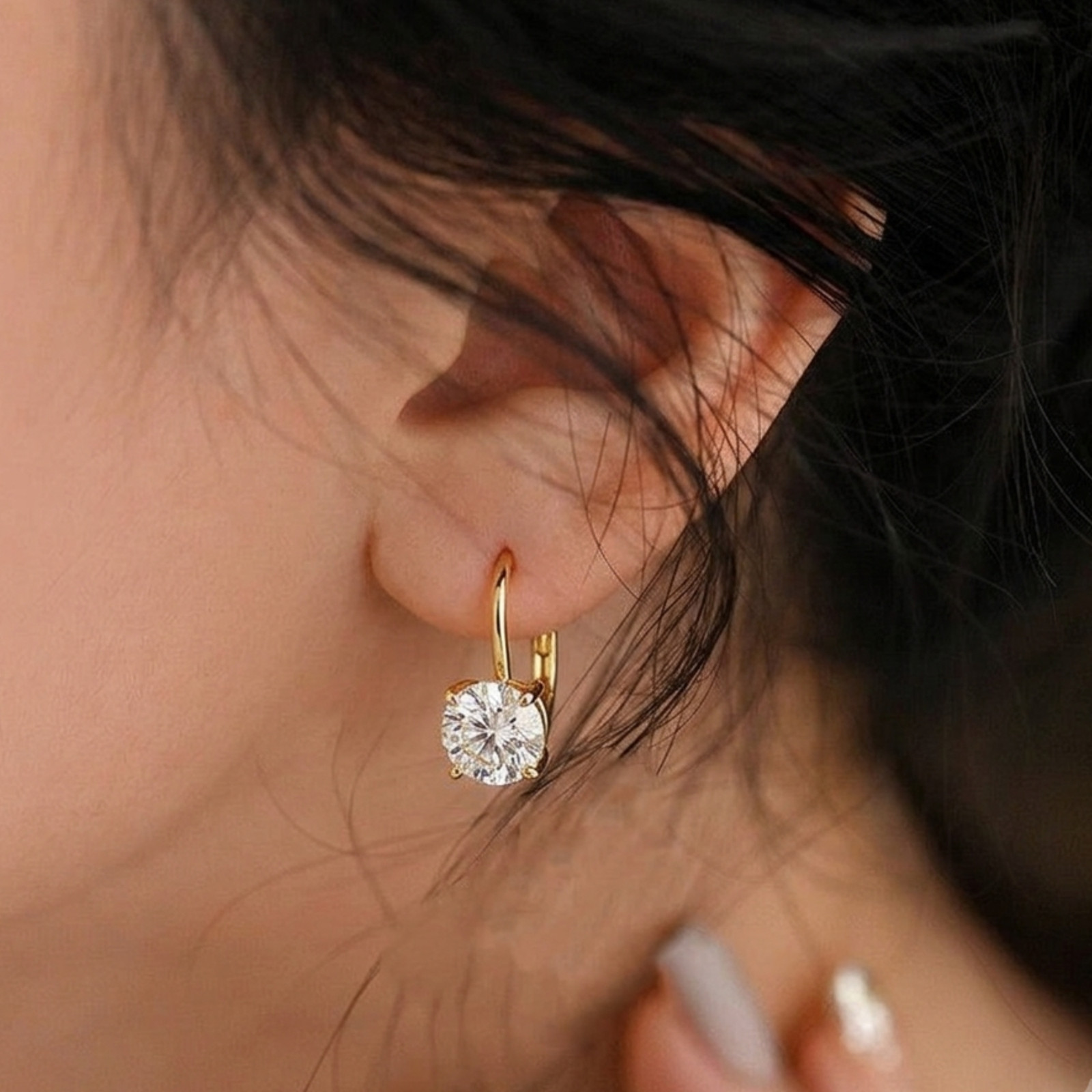 2.0CTW Round Lab Grown Diamond Leverback Drop Earrings 925 Silver IGI DEF VVS/VS