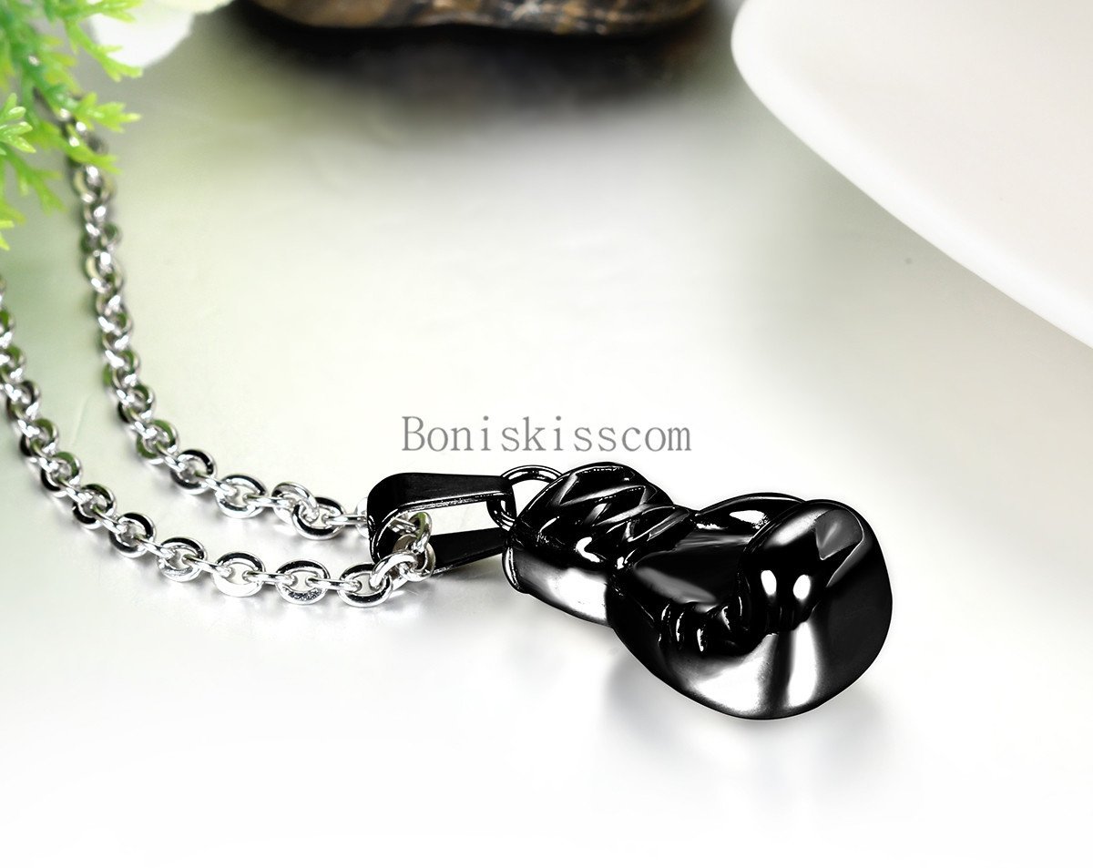 Rocky 3D Boxing Glove Charm Stainless Steel Men’s Pendant Necklace 22inch Chain