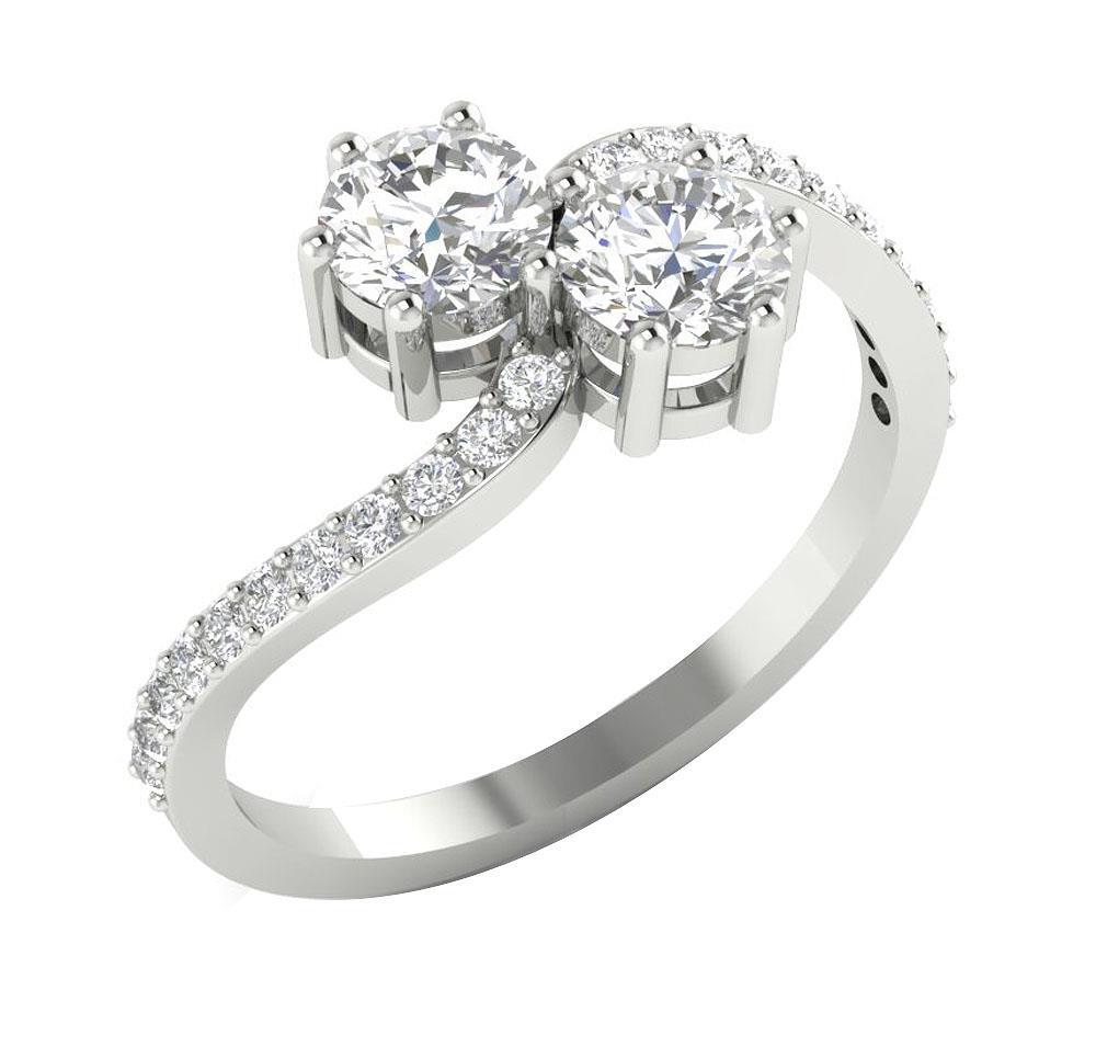Lab Grown Diamond VS1 F 1.45Ct Forever Us 2 Stone Engagement Ring 14K Solid Gold
