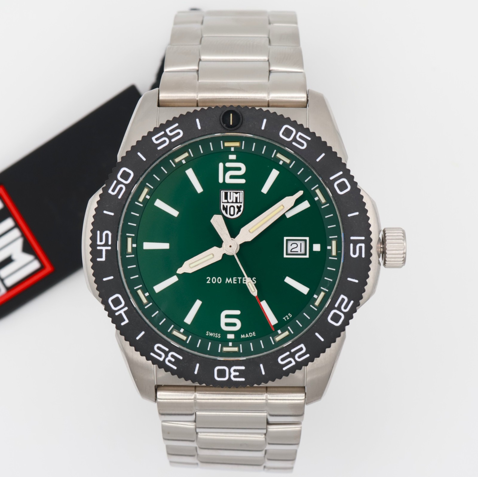 Swiss Luminox XS.3137 Pacific Diver Green Dial Tritium Stainless Mens 44mm Watch