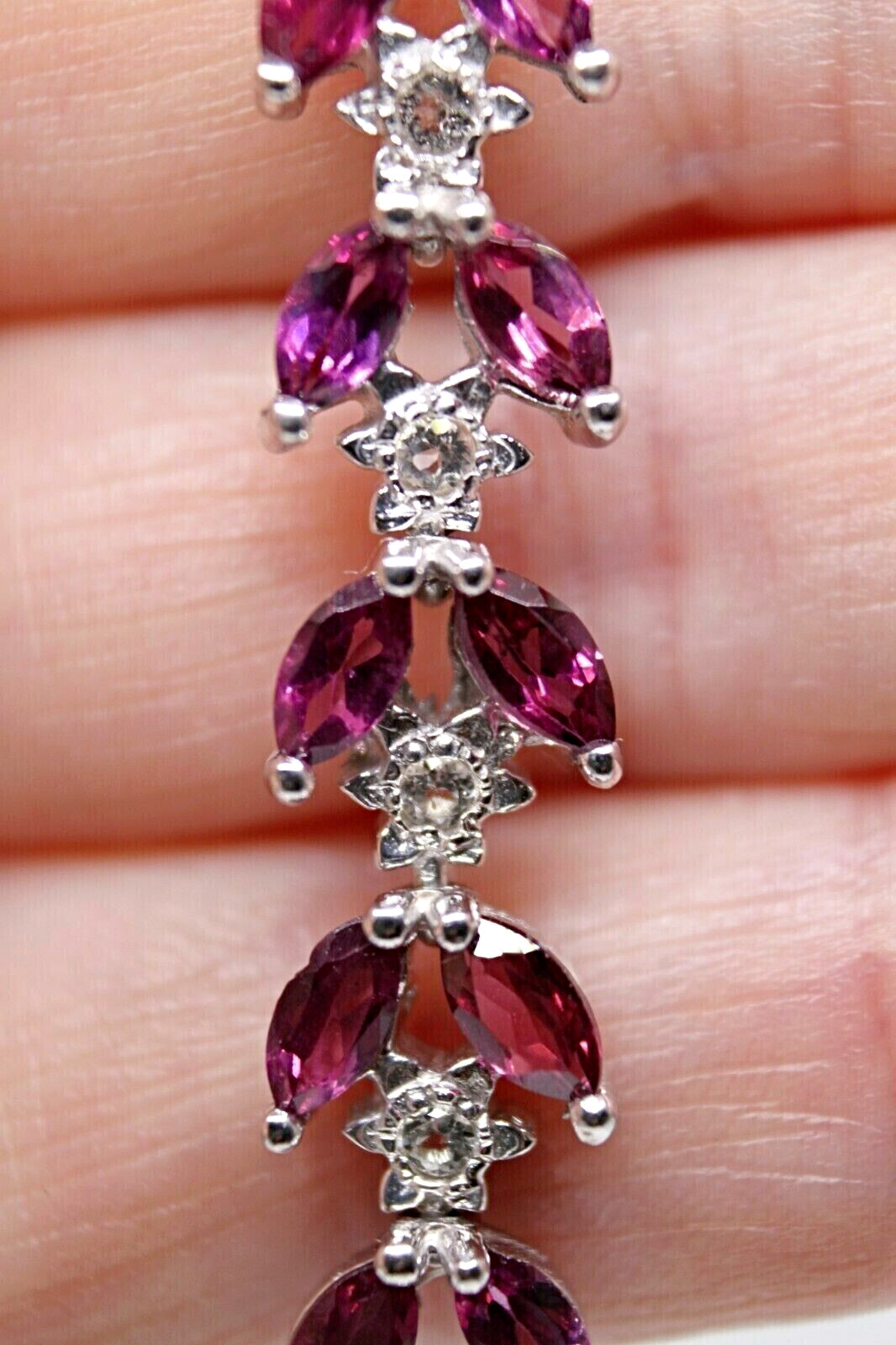 Silver Bracelet Rhodolite Genuine Natural Mined Gems Solid Sterling 7 1/2 Inch