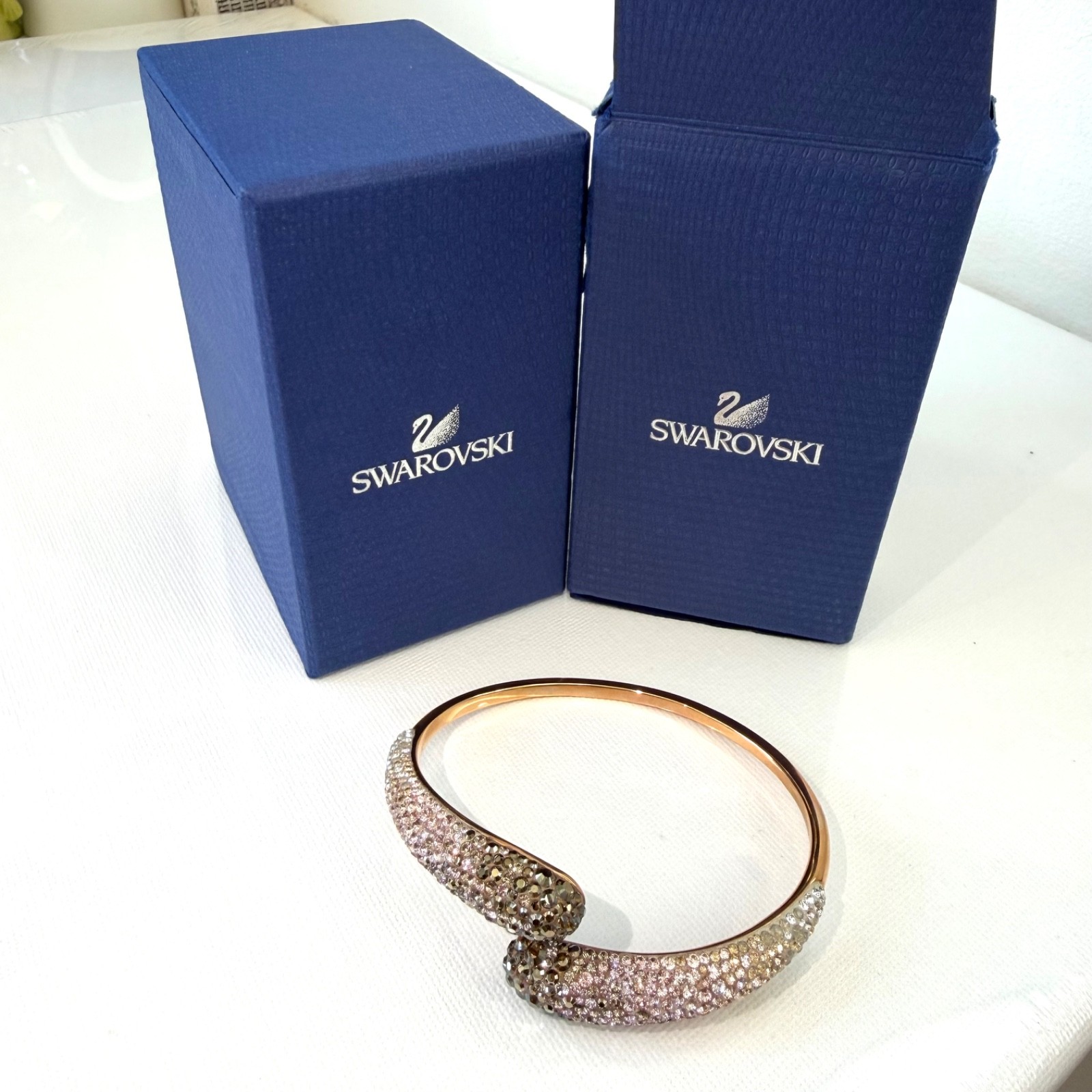 SWAROVSKI Sublima Bangle Bracelet Nude Crystal Rose Gold Small 1160662 New