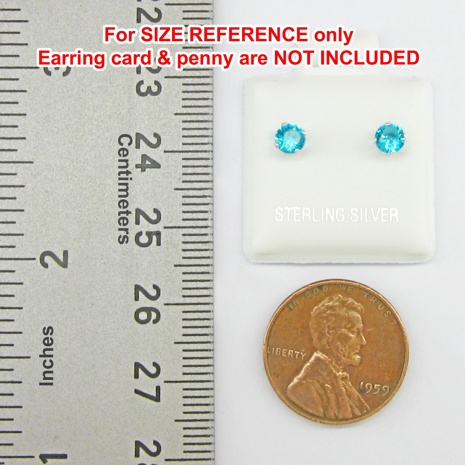 4mm Round Blue Zircon Simulant Post Earrings – SOLID Sterling Silver – NEW!