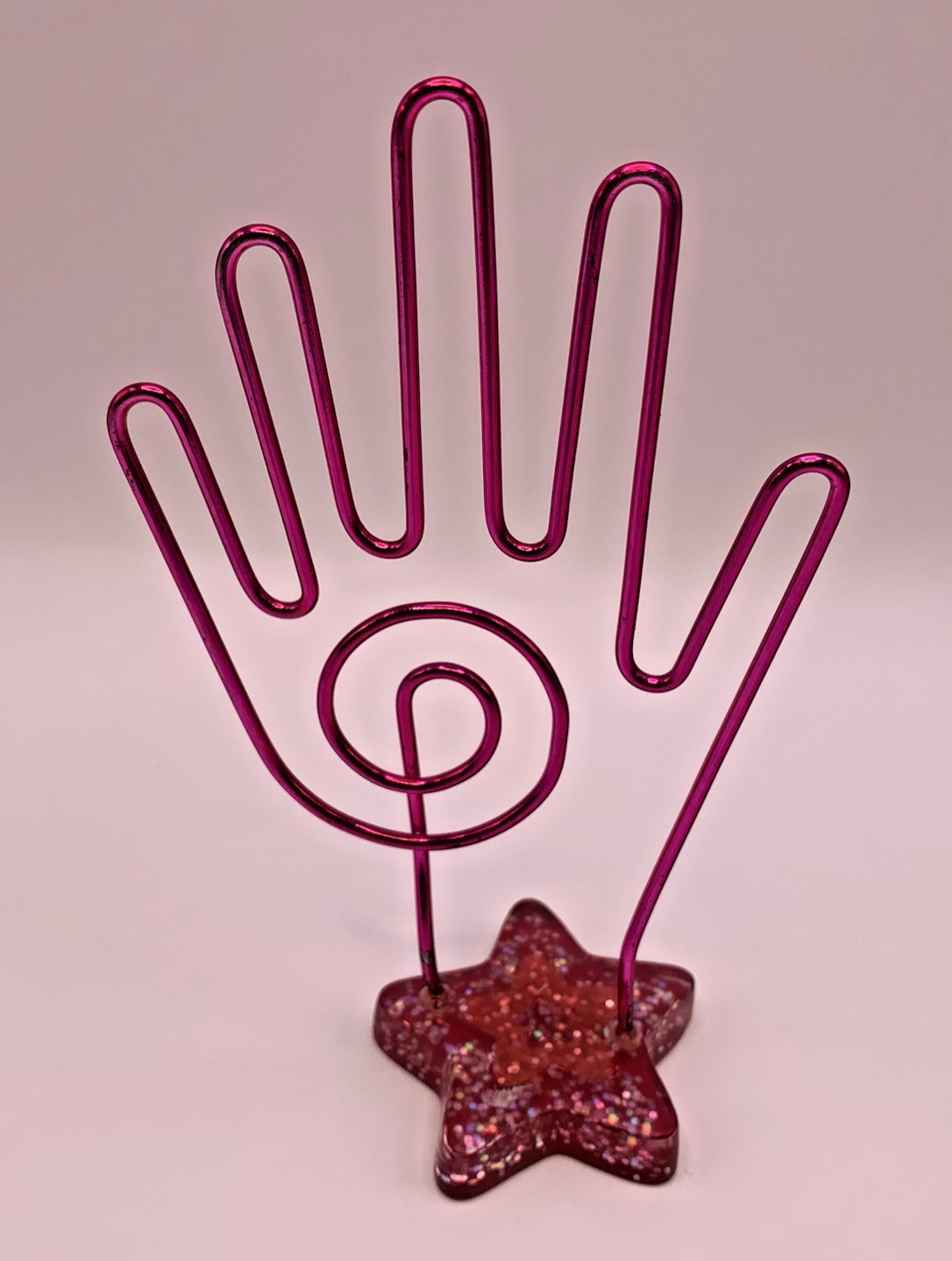 Vintage Y2K Hand For Jewelry or Photo Holder 5.75″ Tall Lucite Resin Base Pink