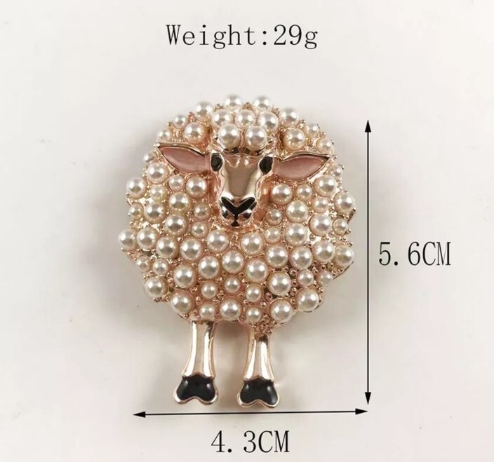 Art Deco Style Enamel Sheep Brooch