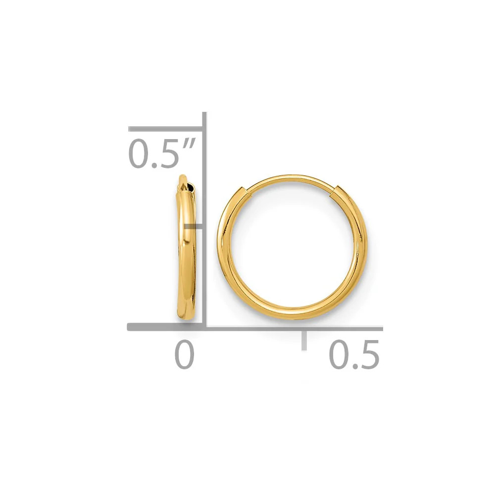 14K Yellow Gold Endless Hoop Earrings