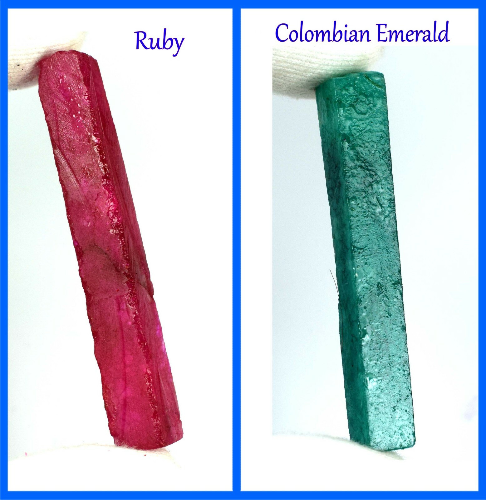 Natural 120 Ct Ruby & Colombian Emerald Gemstone Slice Rough Pair GH116