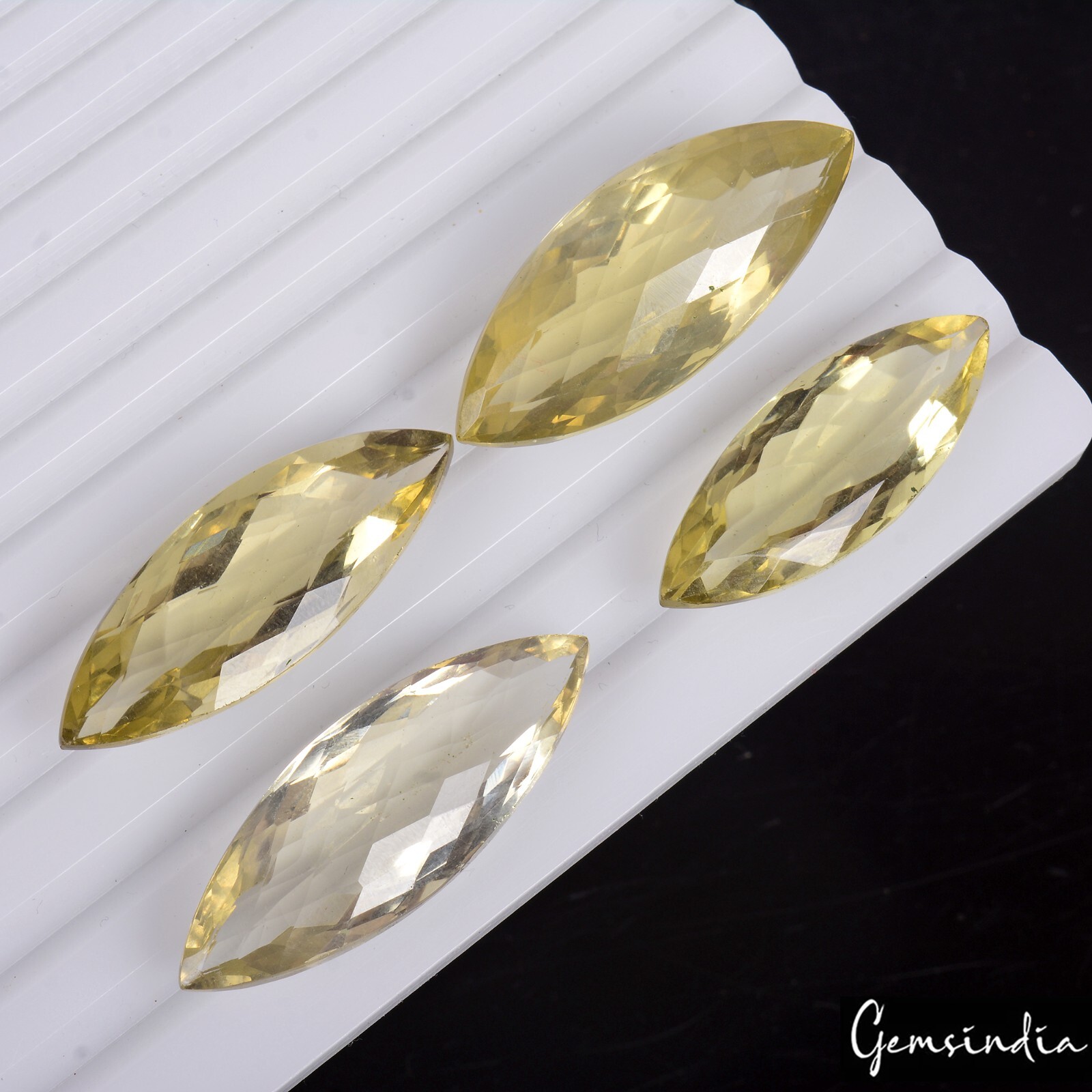 128.50 Ct 4 Pcs VVS Marquise Natural Yellow Citrine – Superb Brazilian Gemstones