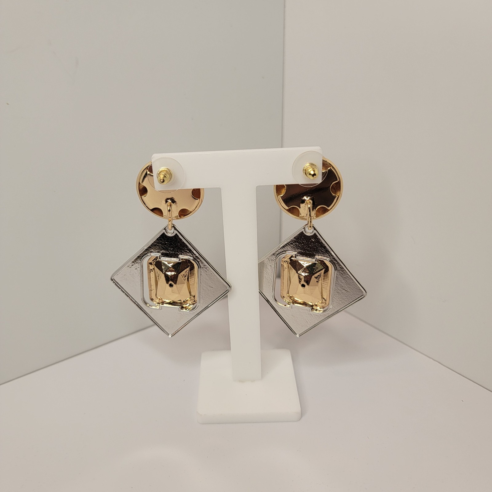 Elegant Bold Geometric Statement Earrings Golden Dangle Statement Piece