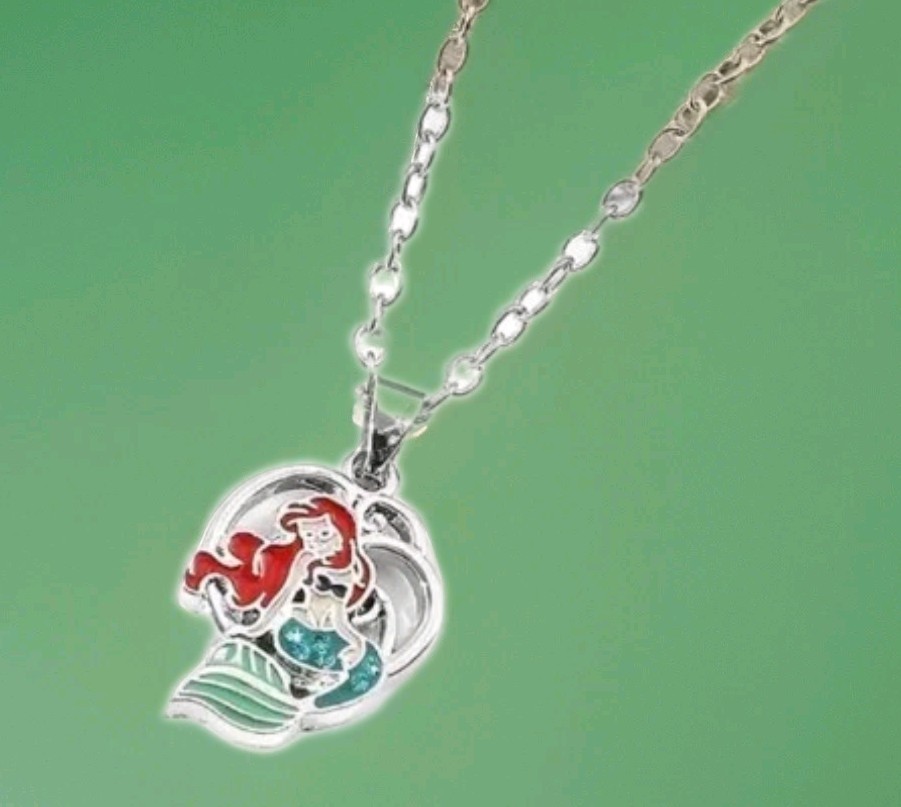Little Mermaid Charm Bracelet And Necklace Set.Enamel Silvertone All Ages