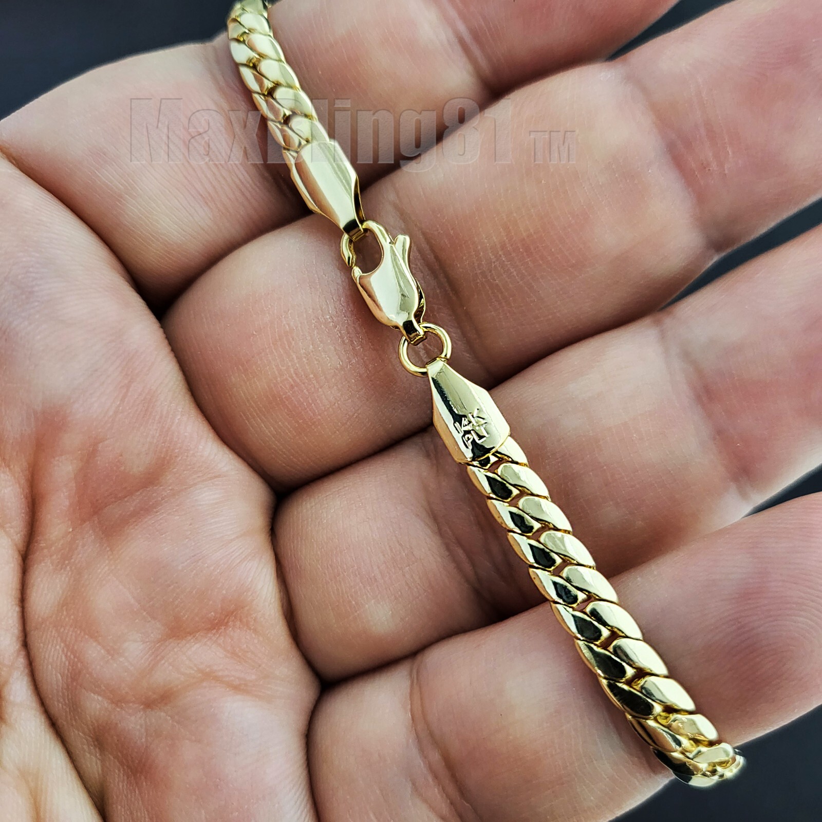 14K GOLD PLATED BRASS CUBAN CHAIN 5mm 10″ FASHION BLING ANKLET BRACELET CS-112