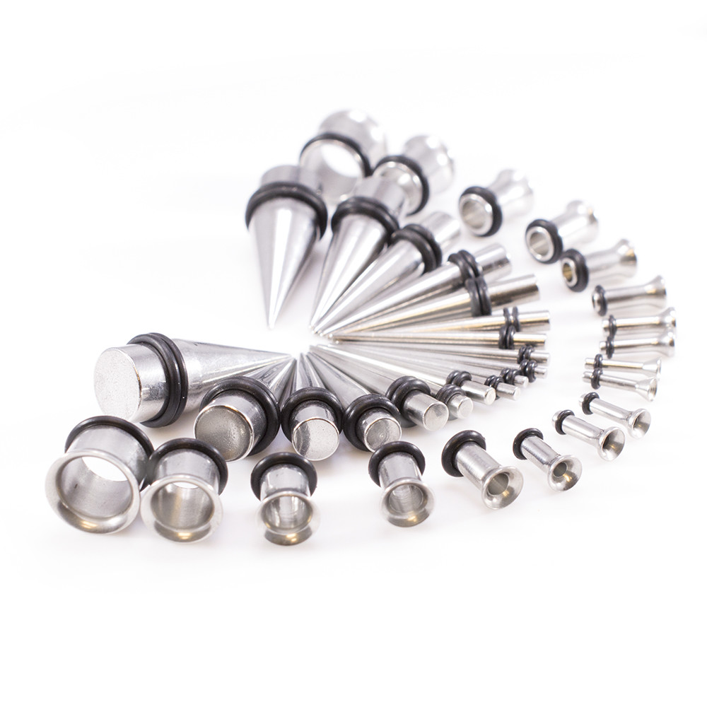36PCS 14G Ear Stretching Kit Surgical Steel Tapers and Tunnel Expanders Piercing