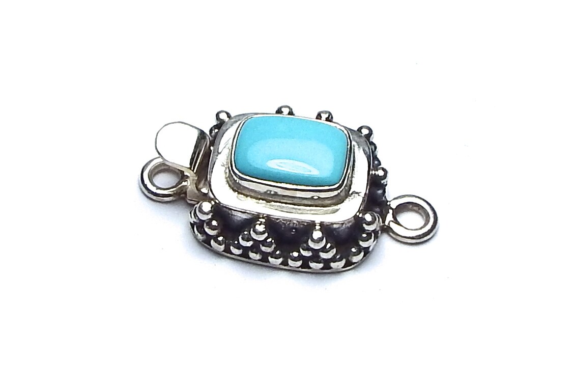SLEEPING BEAUTY TURQUOISE 925 Sterling Silver 24mm Box Clasp /c12