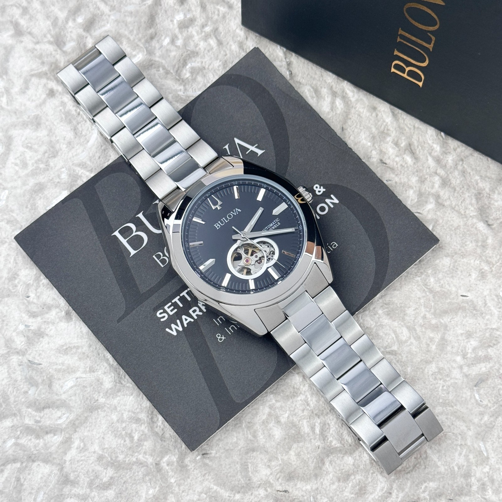Bulova Classic Surveyor 96A270 Black Dial Stainless Steel Automatic Men’s Watch