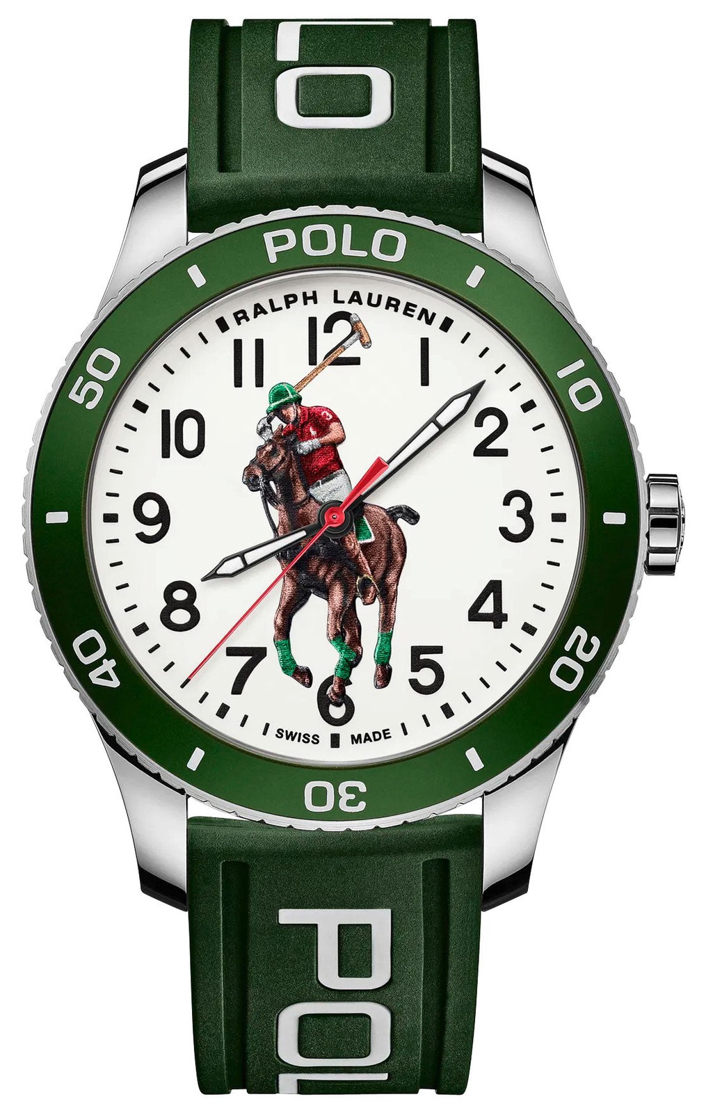 Ralph Lauren Polo Watch Automatic Steel Green Rubber Mens Watch 472853461002