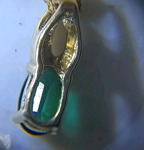 10k Yellow Gold 20″ Neckalce With 10k Emerald And Diamond Accent Pendant