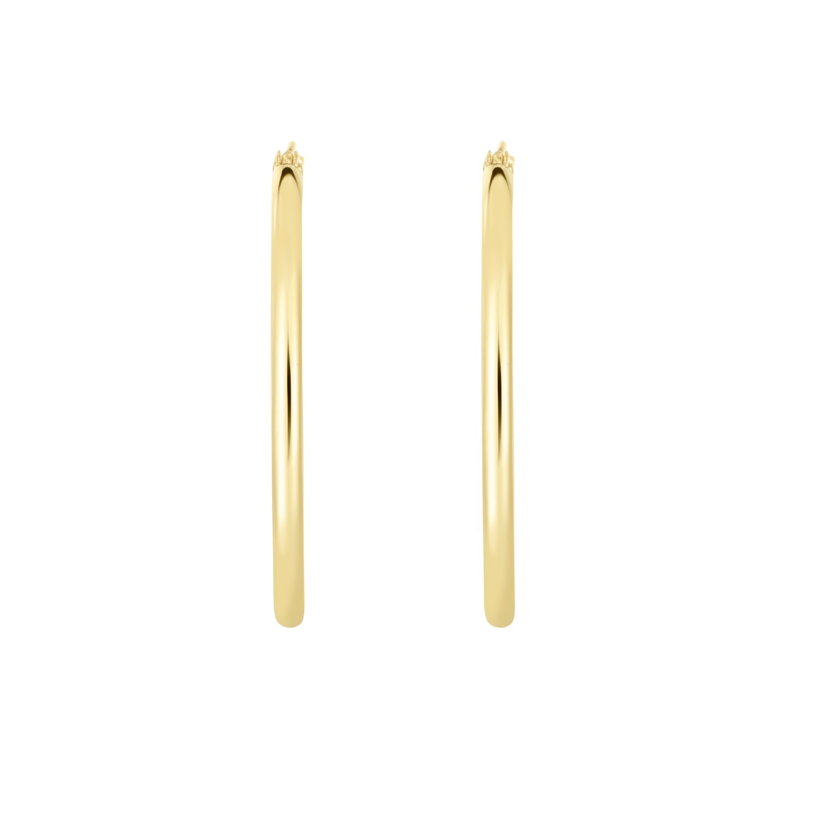 Fashion 10k Yellow Gold 2.0mm x 30mm Round Shiny Runway Tube Hoop Earrings
