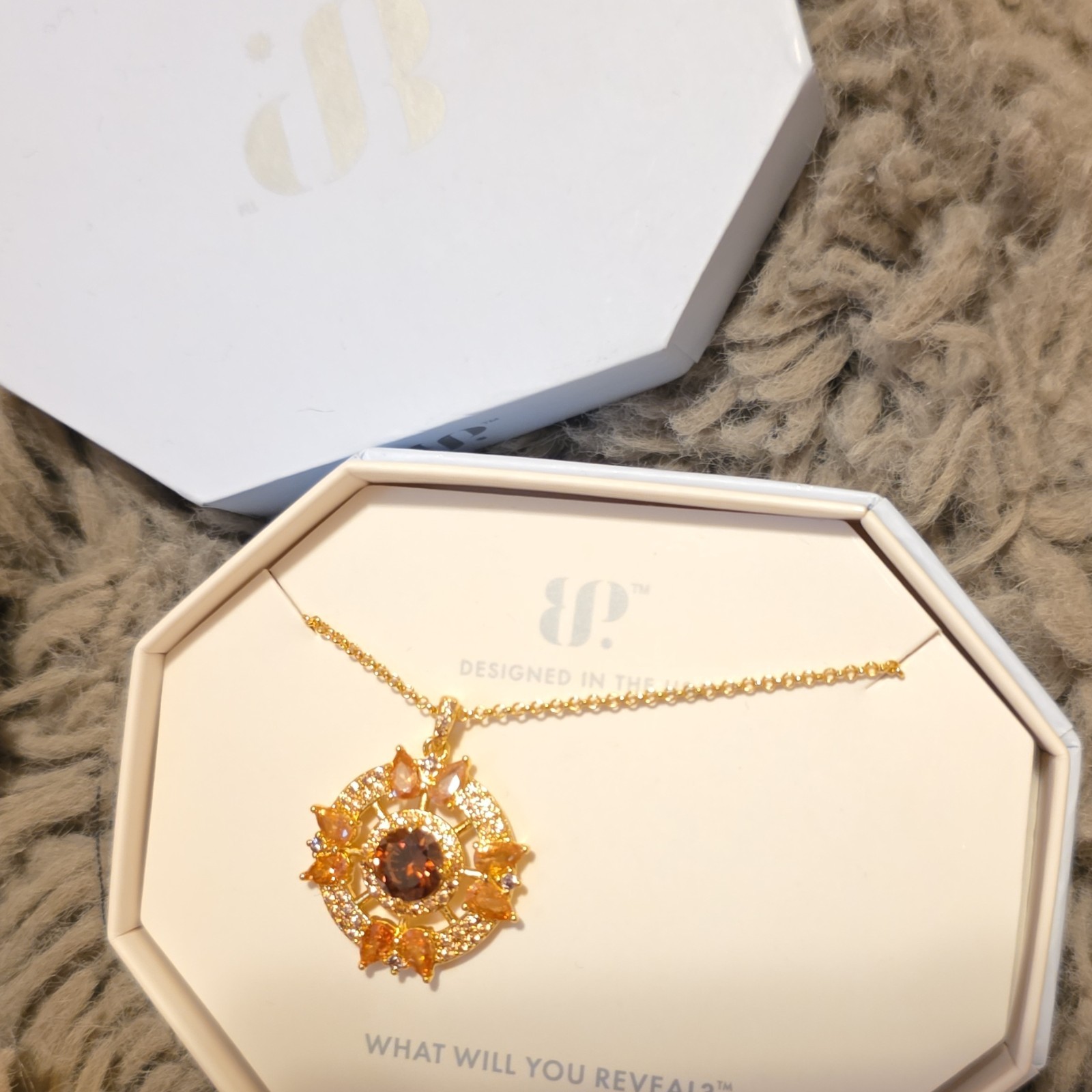 Ring Bomb Party Gold Plated Pendant Necklace Dark Brown Tourmaline CZ RBP8945