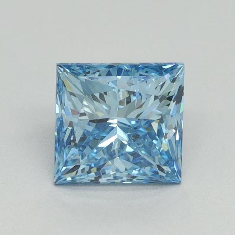 CERTIFIED 5.20 Ct Natural blue priencess Diamond LOOSE VVs/ 9.5 mm