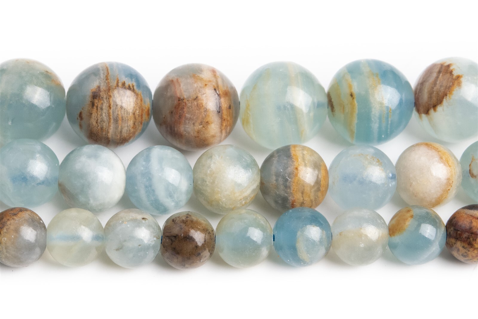 Natural Lemurian Aquatine Calcite Blue Onyx AA Round Beads 6/7/8/9/10/11MM
