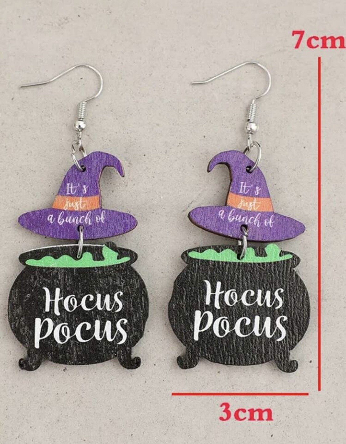 Hocus Pocus Wooden Dangle Earrings (2.8 Inches In Length)