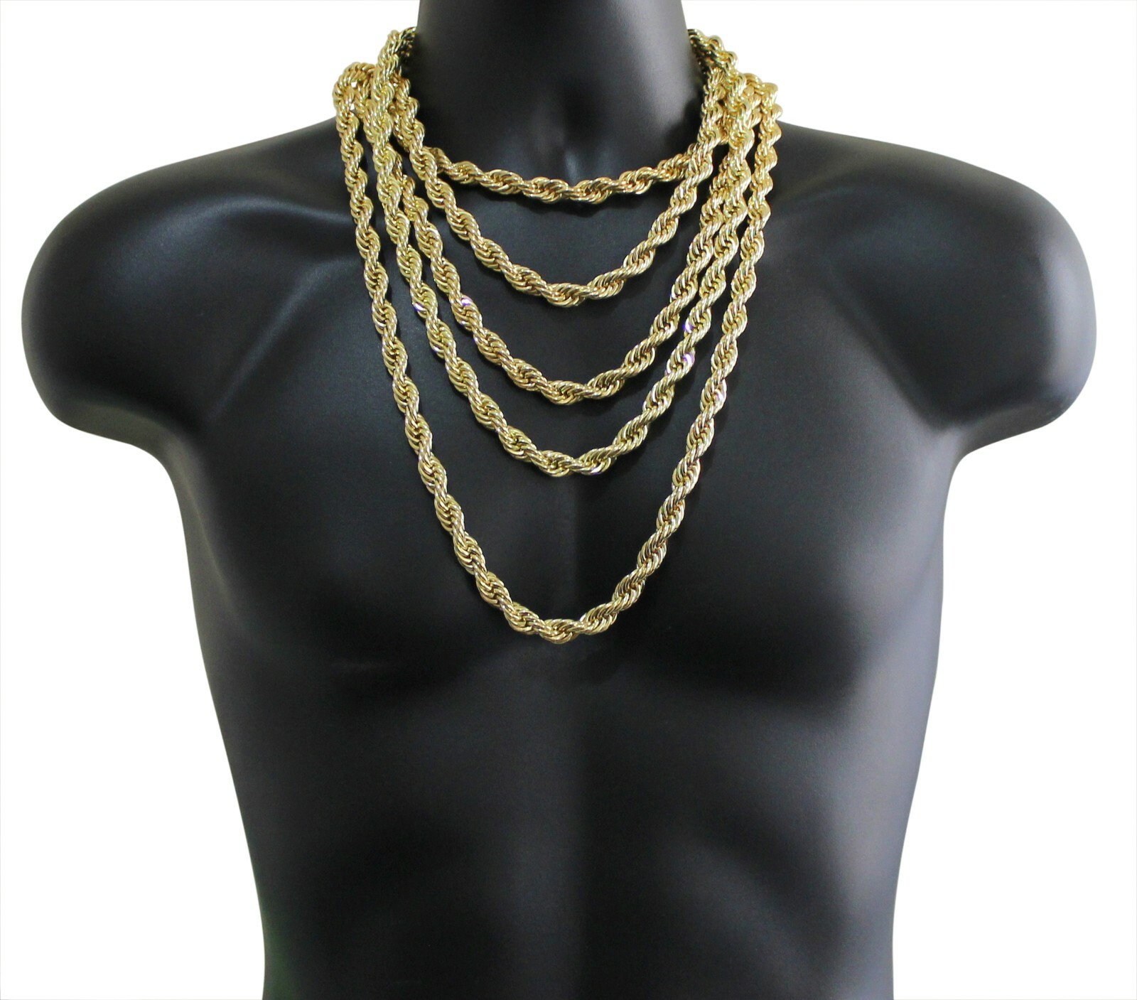 Mens 10mm Rope Chain 14k Gold Plated 16″-30″ Choker Hip Hop Jewelry Necklace