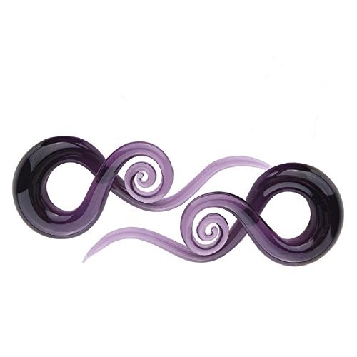 2Pcs Purple Ear Glass Spiral Tapers Plugs Tunnels Expander Hanger 00g(10mm)