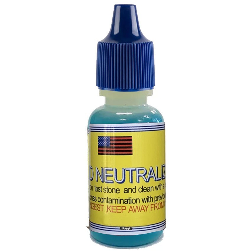 2Pc Gold Silver Test Acid Neutralizer 1/2 Oz. Bottle Solution Stone Cleaner