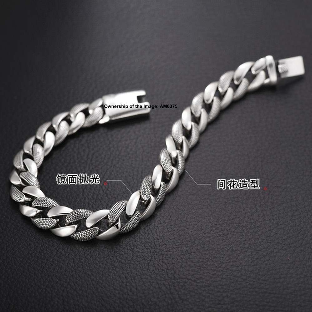 Real S925 Sterling Silver Bracelet 10mm Curb Link Bracelet For Men 7.1-8.7inch