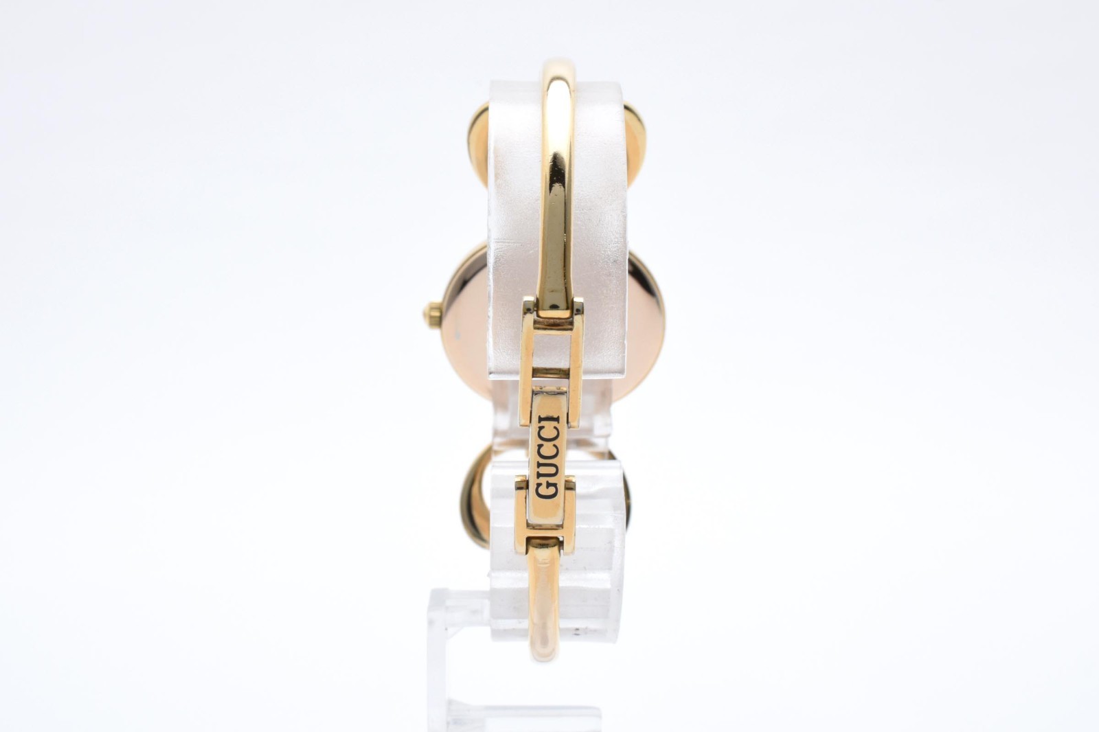 Gucci 1600 White Dial Gold Horsebit Bangle Ladies Watch w/Box Works #7
