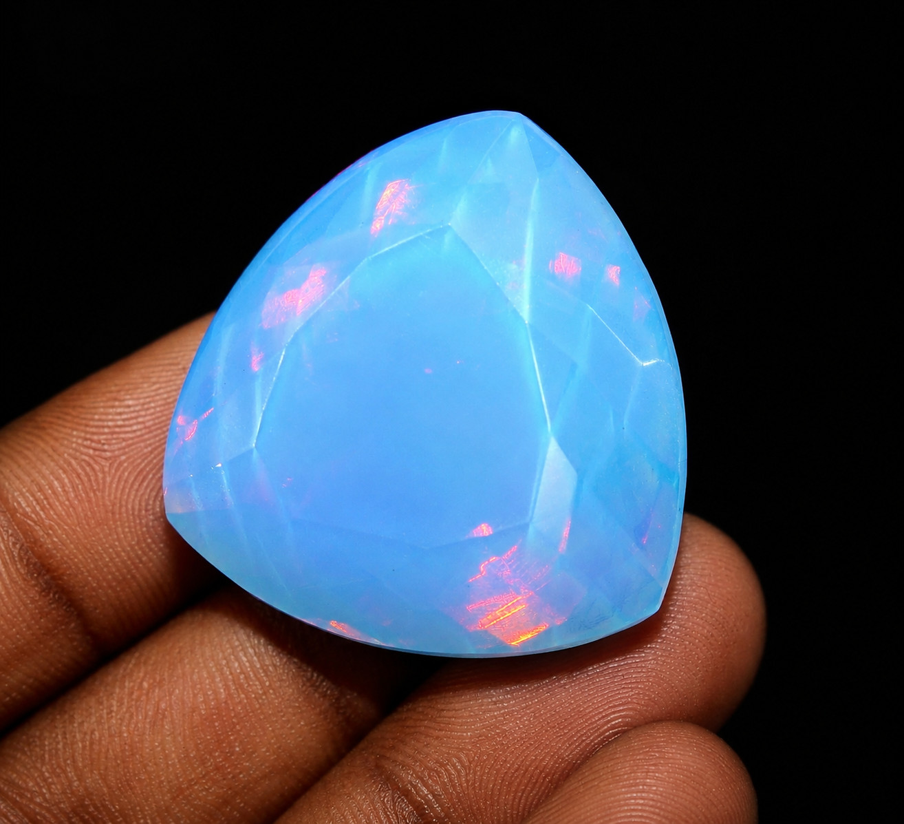 AAA 65.30 Ct Natural Blue Australia Opal Trillion Certified Welo Loose Gemstone
