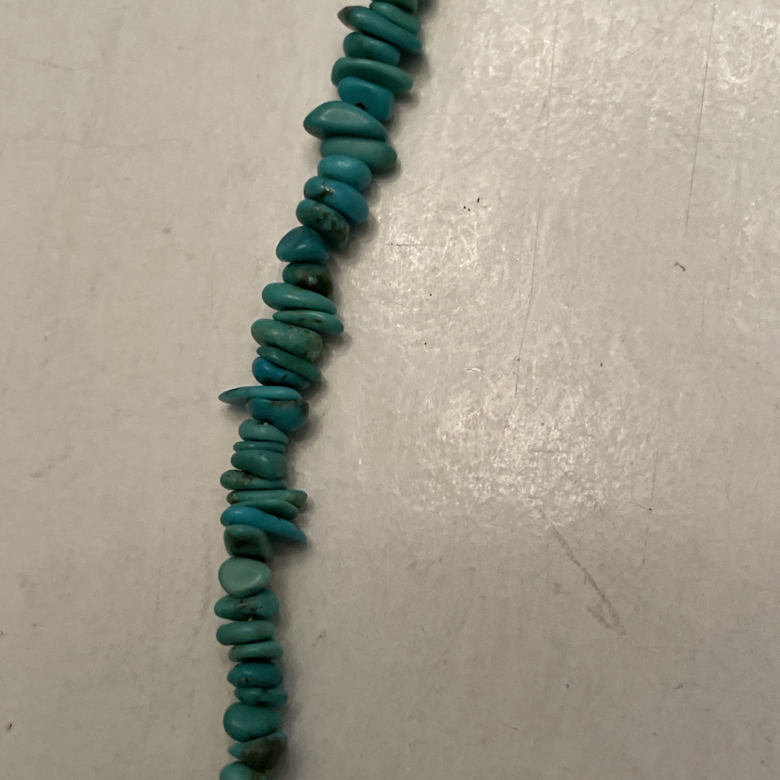 Turquoise Chip Necklace Sterling Silver 18 To 20 Inches Long Nugget Chips