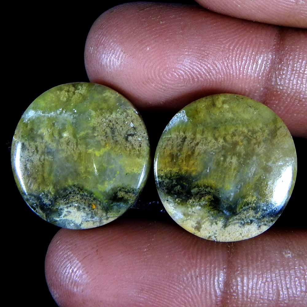 34.15Cts100%Natural Top Bumble Bee Jasper Round Pair Cabochon Loose Gemstone