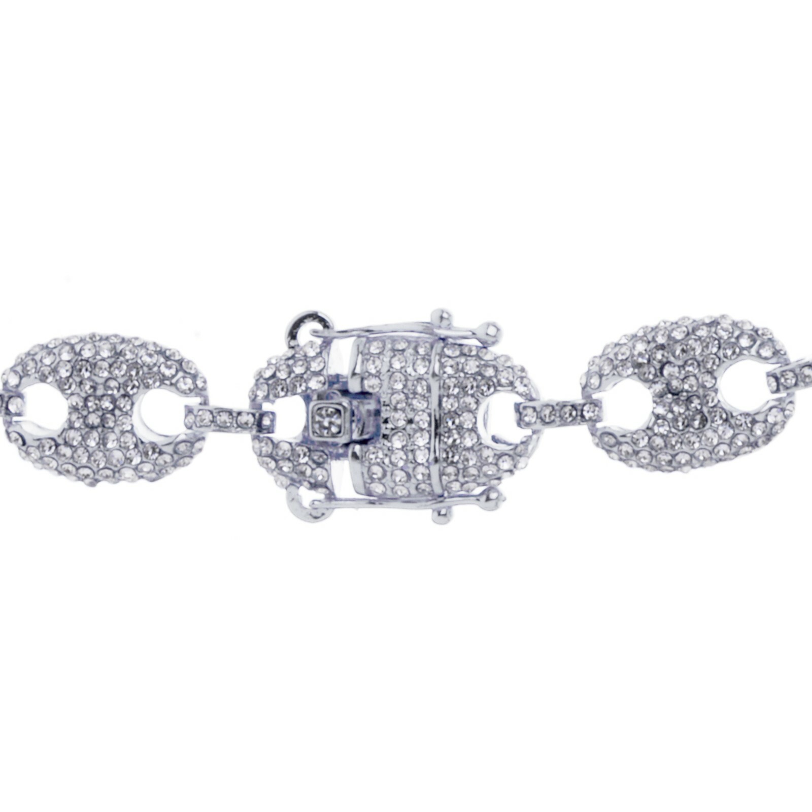 Iced Hip Hop Clustered Gucci Link Silver Chain Necklace 13 mm 16″-24″ CSN 313 S