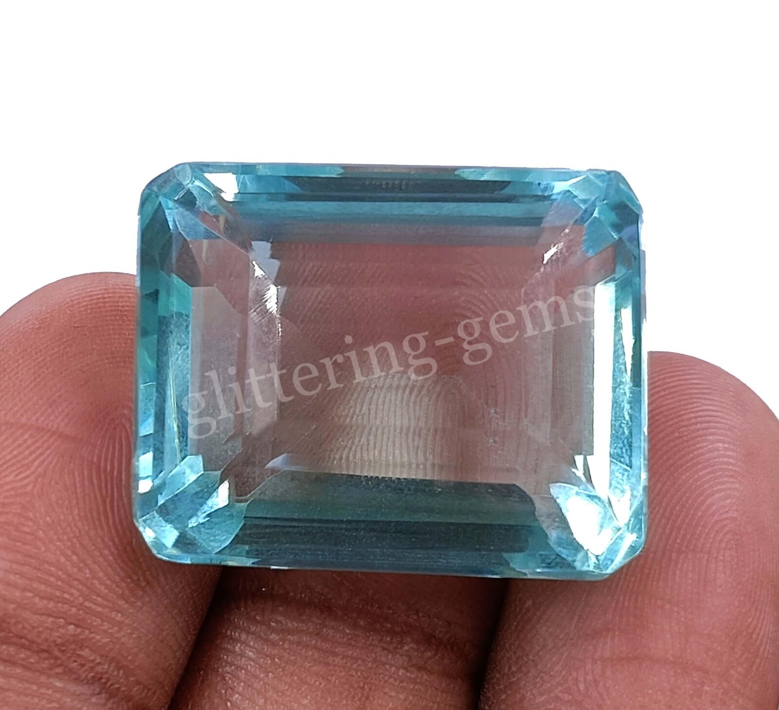 Blue Topaz Semi Transparent 53.5 CT Certified Faceted Emerald Cut Loose 5DAZ