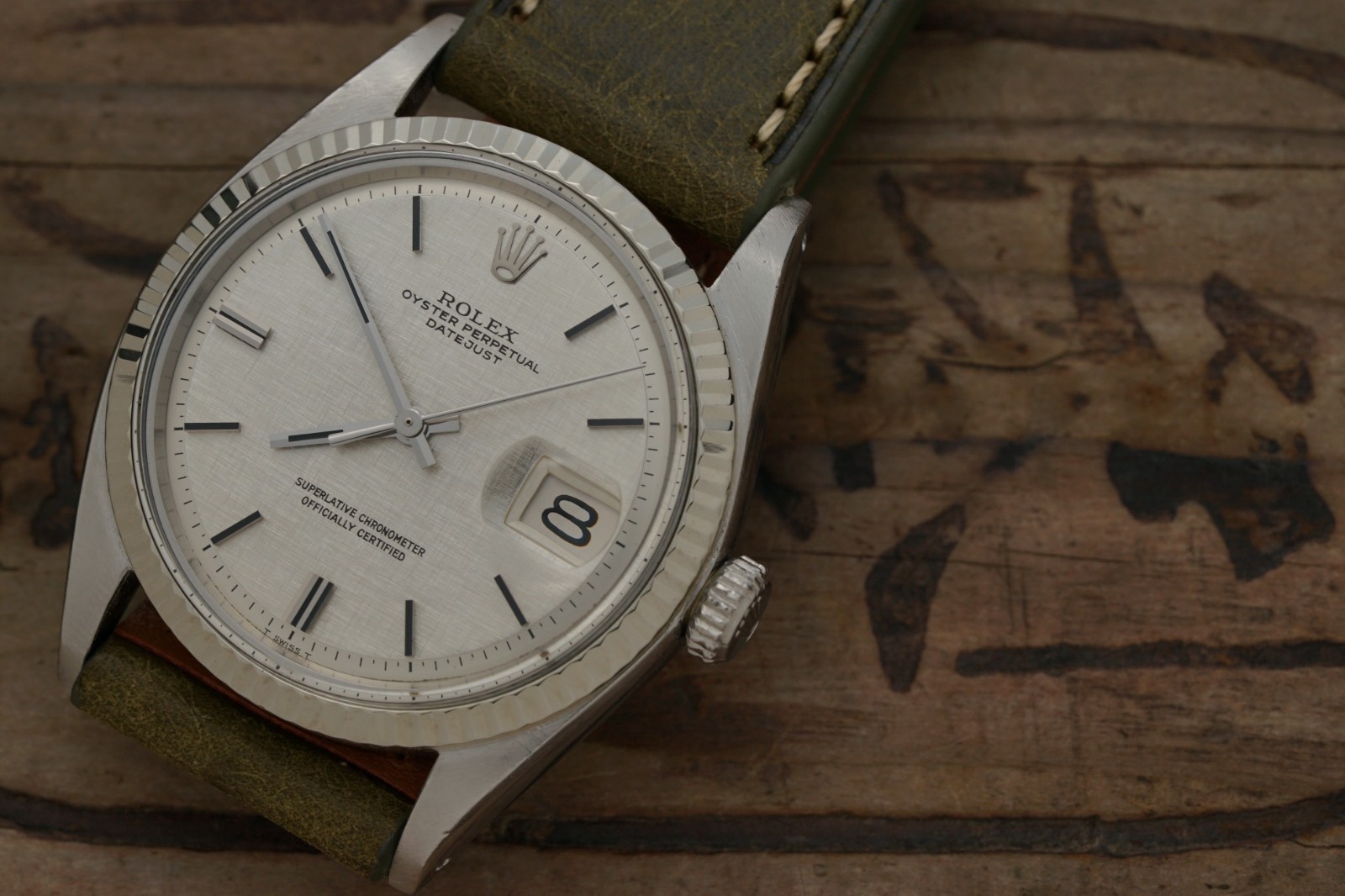 c1970 Serviced ROLEX Vintage DateJust 1601 Linen Dial 36mm cal.1570 #1586