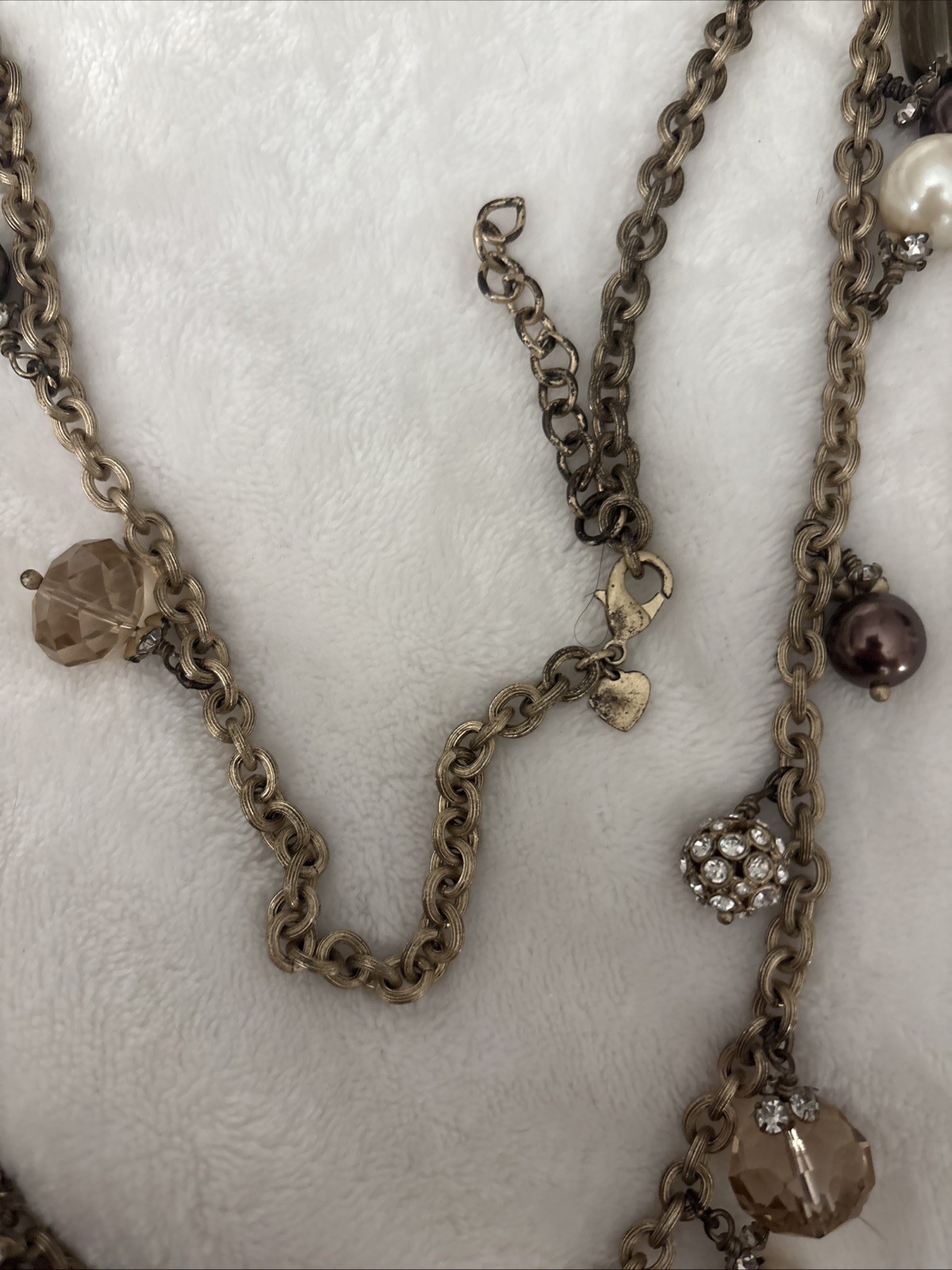 Stella & Dot Pearl and Crystal Matte Goldtone Chain Layering Necklace