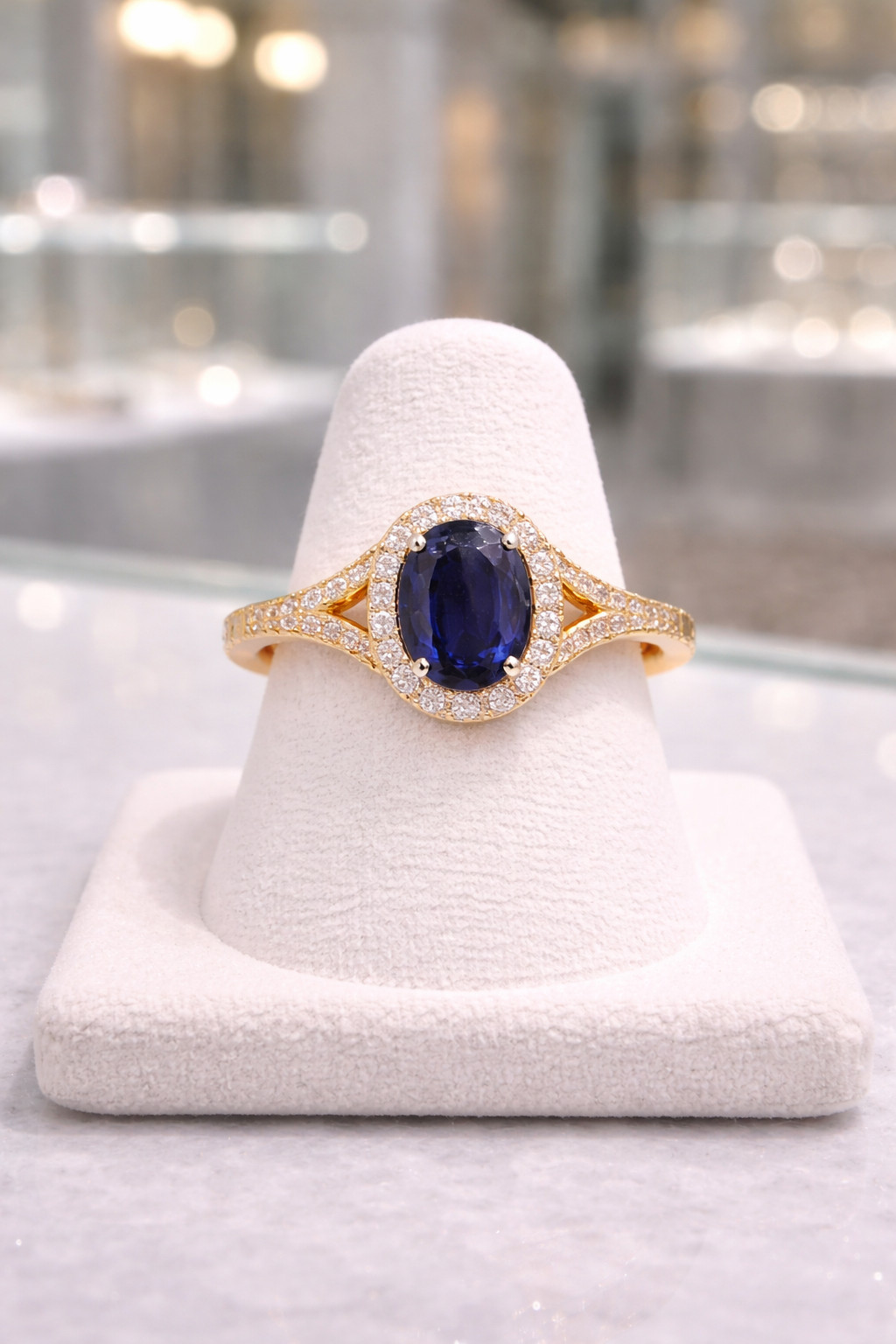 3.00 Ct Oval Natural Sapphire & Diamond Wedding Gift Ring 14K Yellow Gold Sz 7