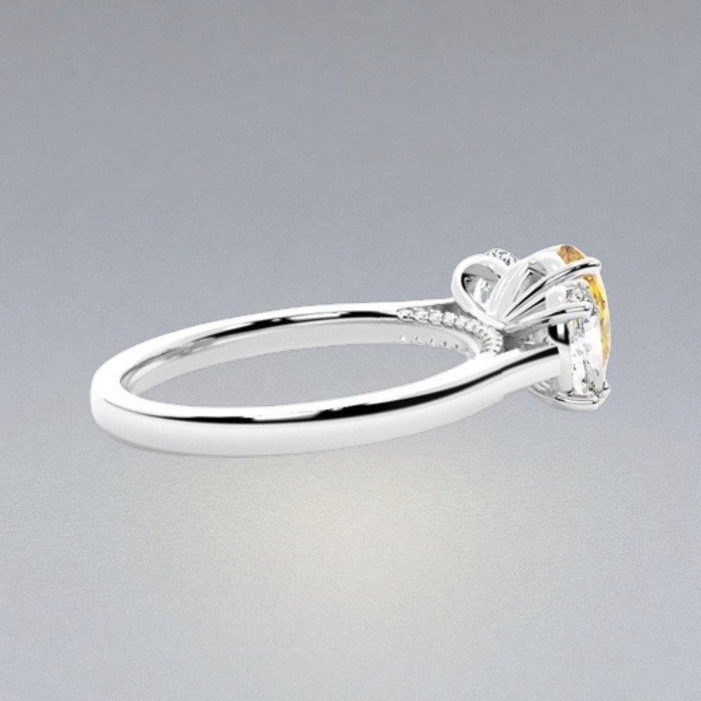 2.90 CT Oval Cut 14K White Gold Diamond Ring Fancy Vivid Yellow IGI Lab Created