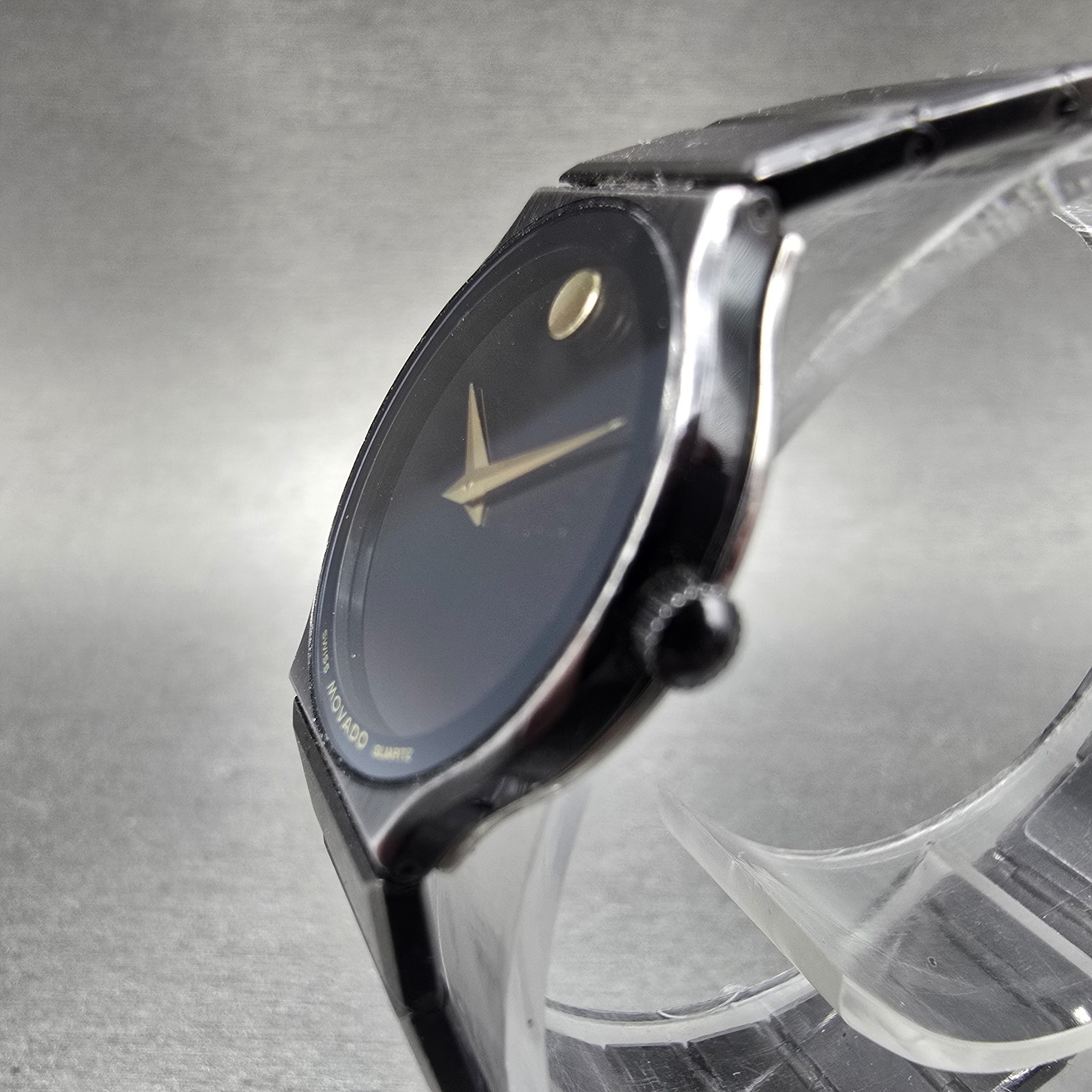 Movado Museum Watch Women 23mm Black Dial Black Tone Round 84-40-881-A New BattY