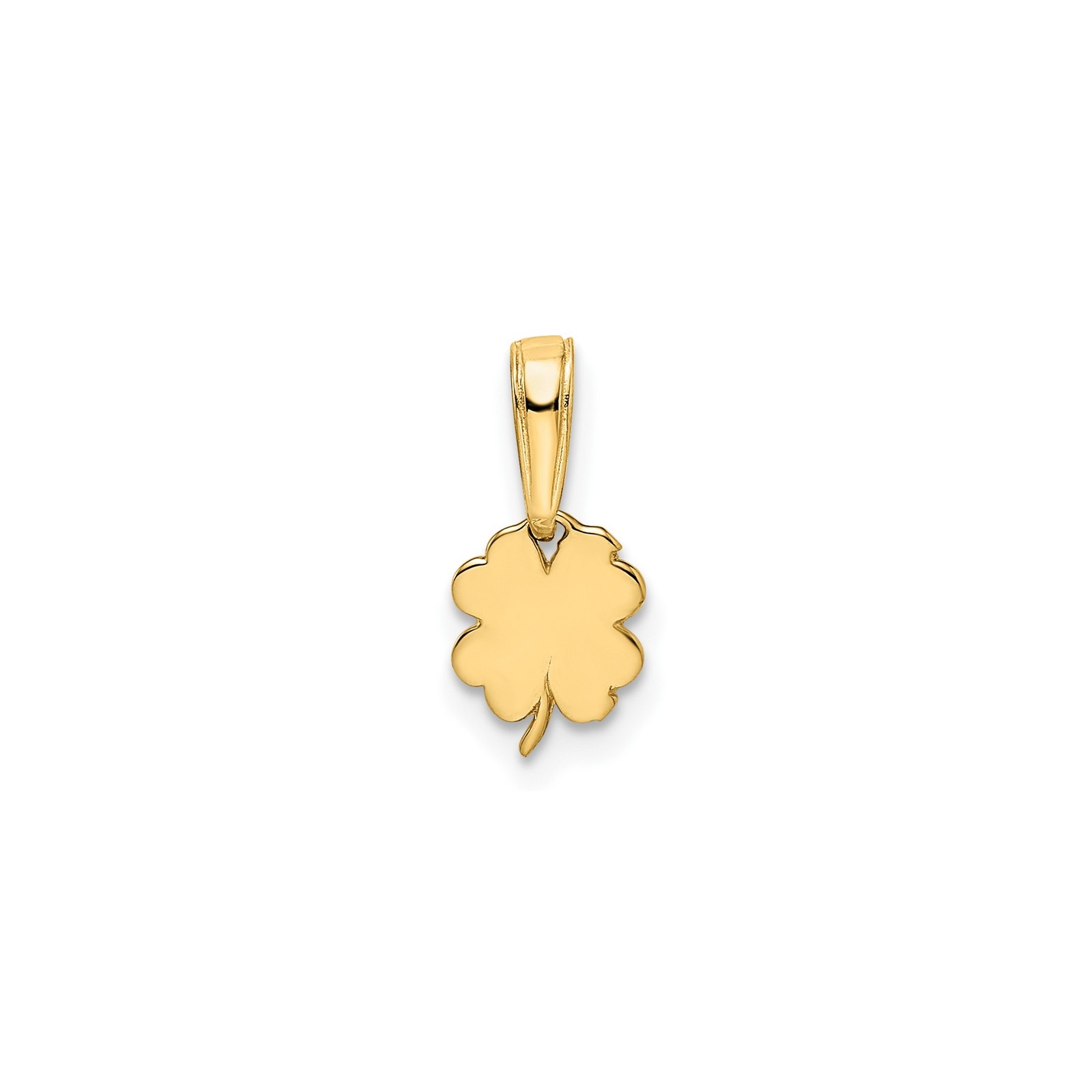 14k Yellow Gold Four-Leaf Clover Pendant Rhodium Center Lucky Charm Irish Jewelr